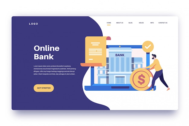 Vector online bank voor bestemmingspagina