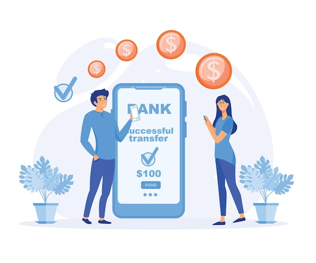 online banking Bankdiensten op de website Correcte transactie platte vector moderne illustratie