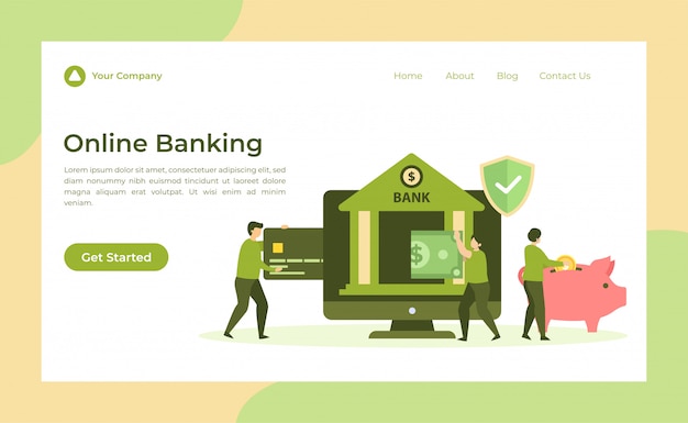 Vector online banking landing page