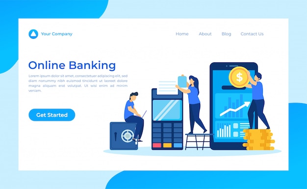 Vector online banking landing page