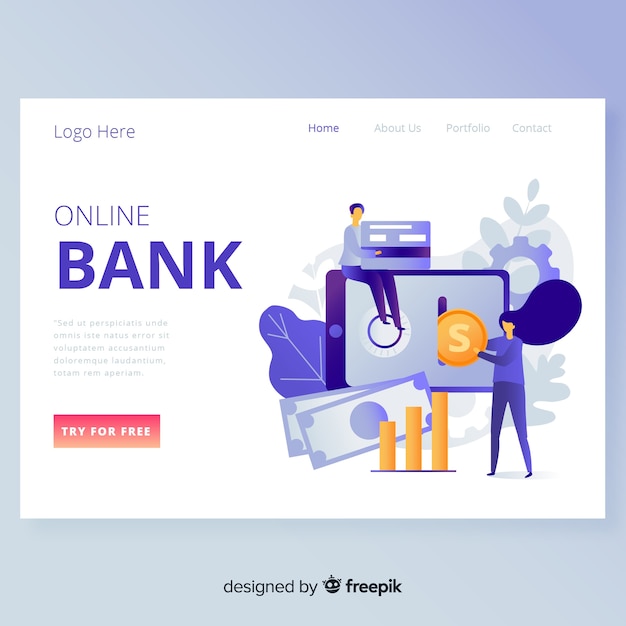 Online banking landing page