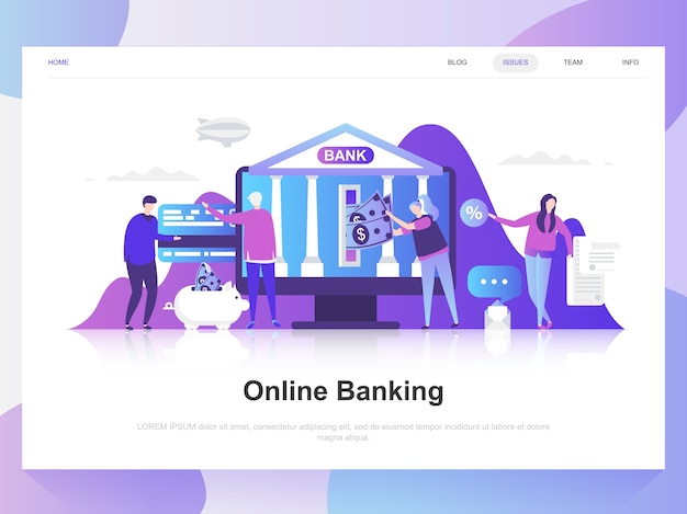 Concetto di design piatto moderno online banking.