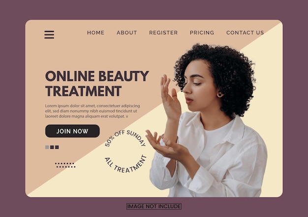 Vector online beauty care landing page template suitable for online beauty care websites and beauty company websites, premium vector landing page