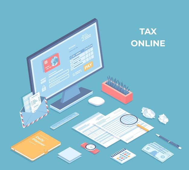 Online belastingformulier invullen op het scherm Betalingsboekhouding boekhouding Documentenkalender mon