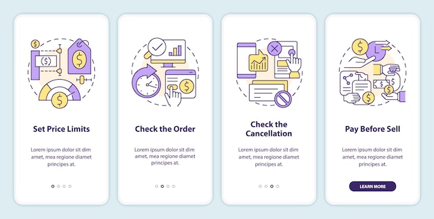 Online beleggen onboarding mobiele app-scherm