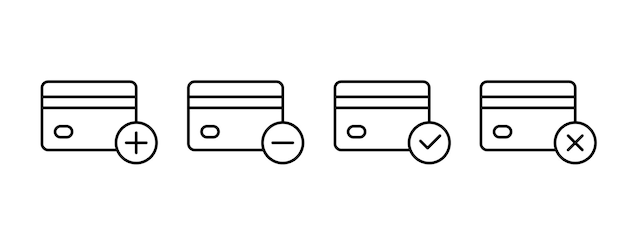 Online betaling icoon vector set Outline bankkaart symbool