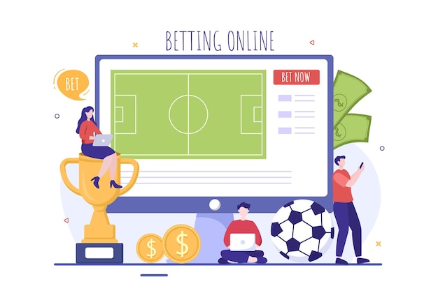 Vettore gioco sportivo di scommesse online con servizio di applicazione di scommesse live in un'illustrazione piatta del fumetto disegnato a mano