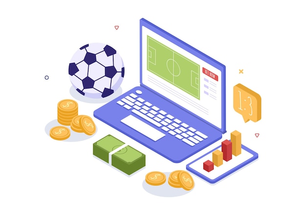 online betting sports game with live bet application service in hand drawn cartoon flat illustration