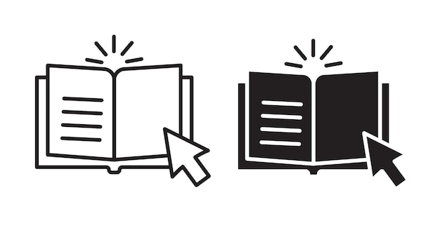 Online bibliotheek dunne lijn icoon set