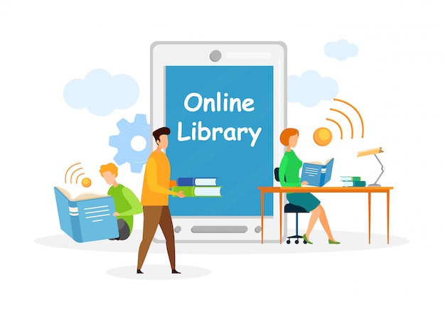 Online bibliotheek, onderwijs platte Webbanner sjabloon