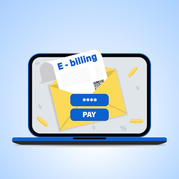 Vector online bill payment. concept of electronic invoice and internet banking