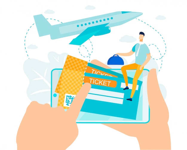 Vector online booking and payment for air ticket metaphor