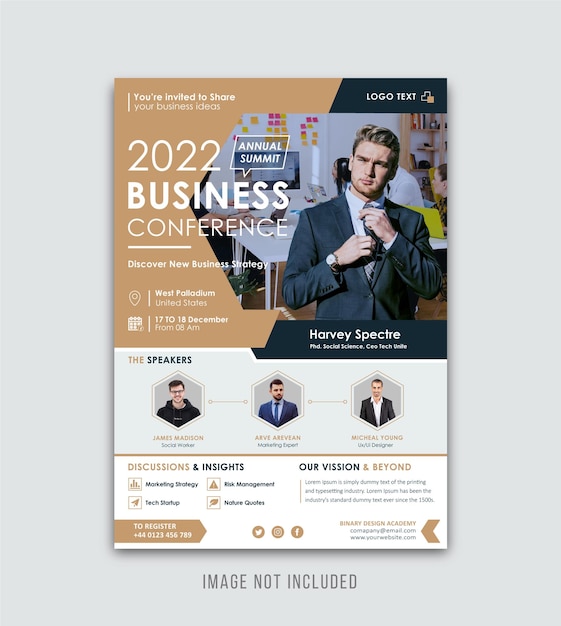 Vector online business conference or corporate webinar concept poster template