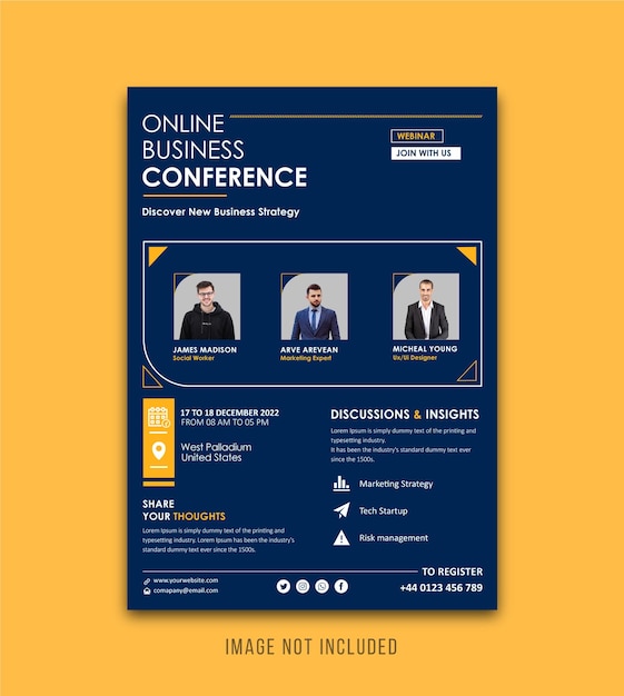 Online Business conference or corporate webinar concept poster template