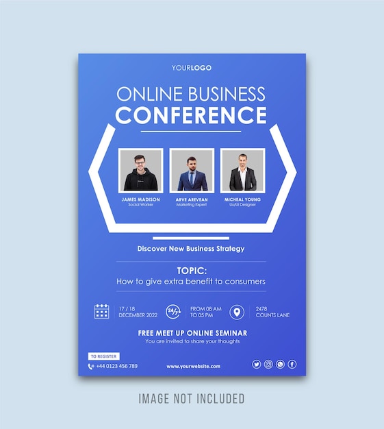 Online Business conference or corporate webinar concept poster template