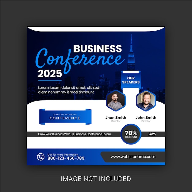 онлайн бизнес-конференция и цифровой маркетинг корпоративный шаблон поста в социальных сетях