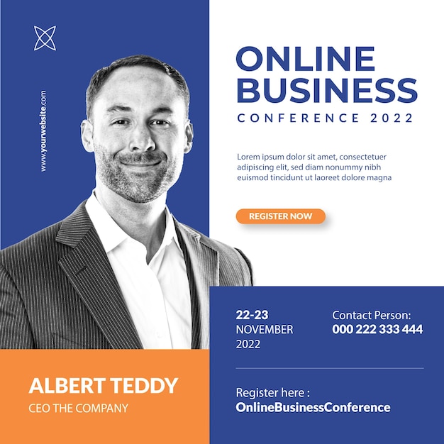 Vector online business conference instagram feed template