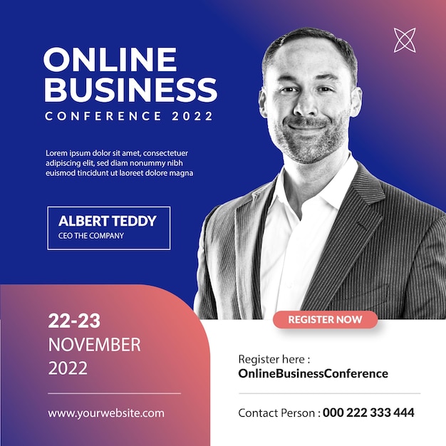 Vector online business conference instagram feed template