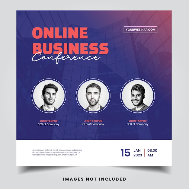 Vector online business conference instagram post template