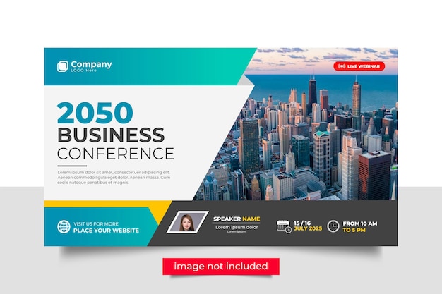 Online Business Conference live webinar banner invitation and social media post template.