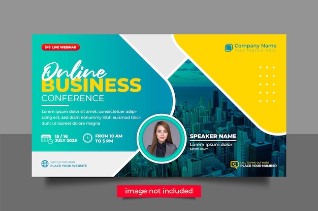 Online business conference live webinar banner invitation and social media post template.