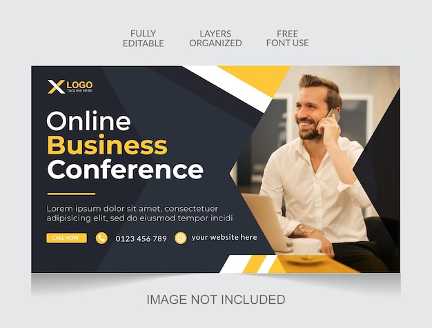 Vector online business conference yourtube thumbelina design