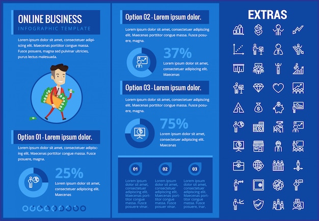 Online business infographic template and elements.