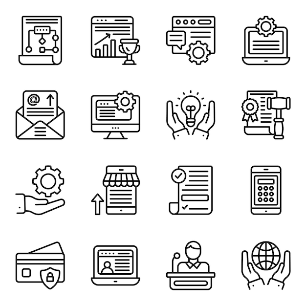 Online Business line Icons Pack