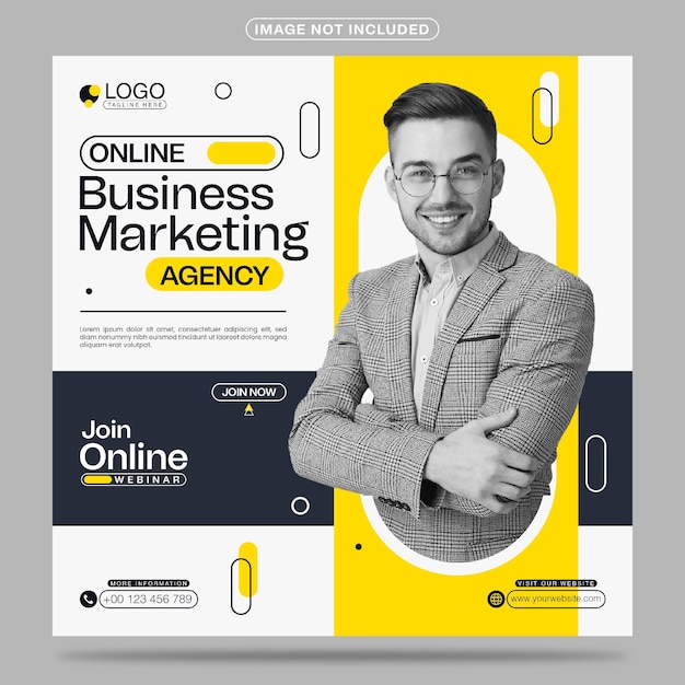 Online Business Marketing Agency Social Media Post Template Design