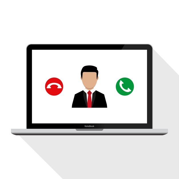 Online business meeting Businesman on laptop screen Online chat Online communication Zoom conference Laptop screen Team meeting Laptop screen Cartoon character Zoom call meeting EPS 10