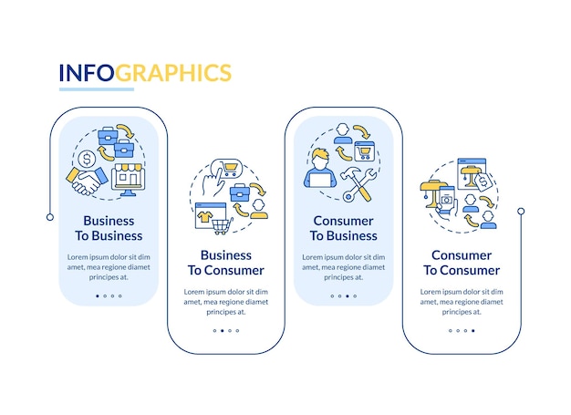 온라인 비즈니스 모델 파란색 사각형 infographic 템플릿