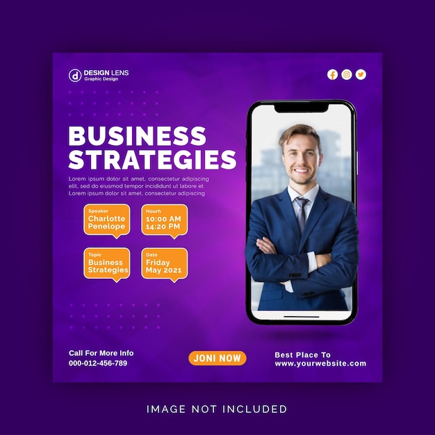 Online business strategies social media add concept instagram banner template