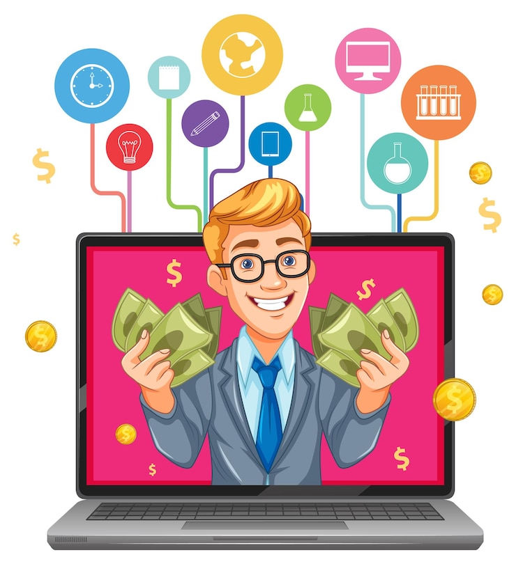 वेक्टर online business success concept