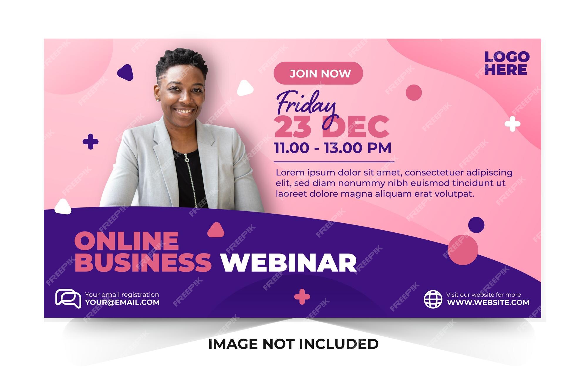 Premium Vector | Online business webinar banner template design