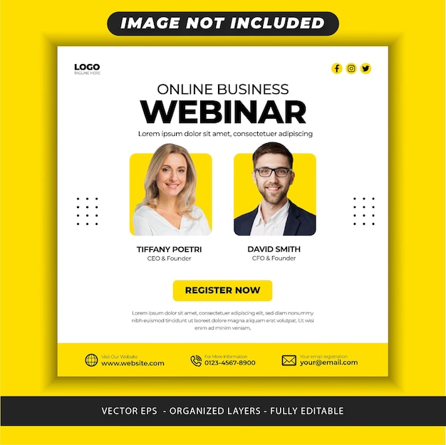 Online business webinar and corporate social media post template Premium Vector