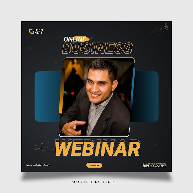 Online business webinar and corporate social media post template