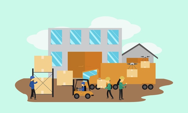 Online Cargo Tracking Levering Toepassing Tiny People Character Concept Vector Illustration