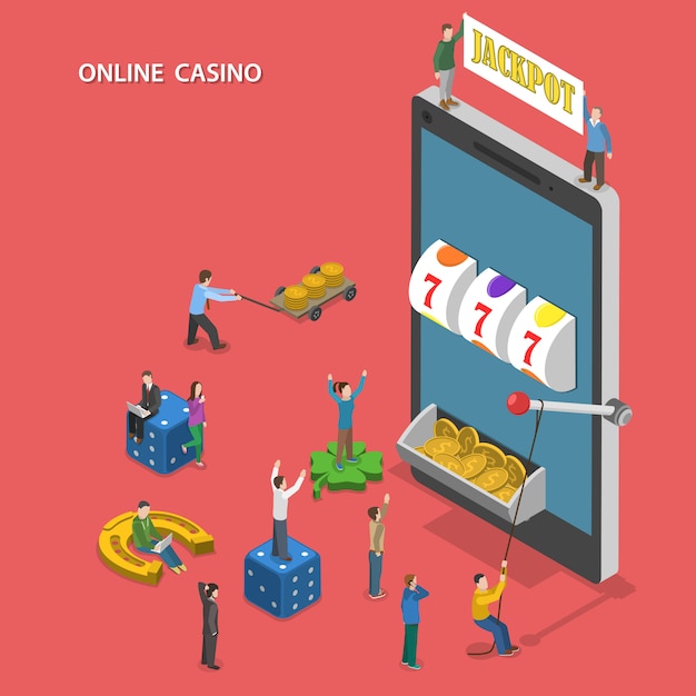 Vector online casino flat isometric