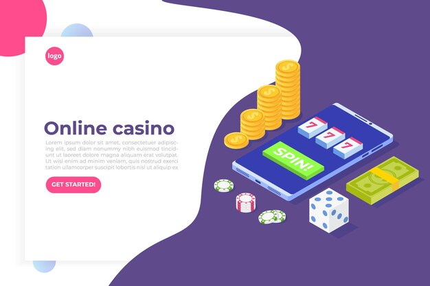 Online casino, online gambling, gaming apps  isometric  illustration