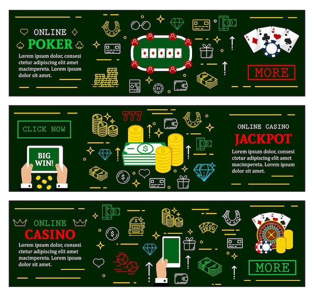 Vector online casino poker jackpot vector webbanners