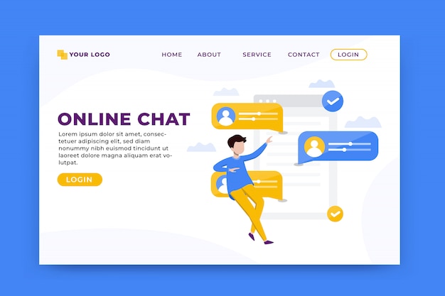 Vector online chat concept landing page template