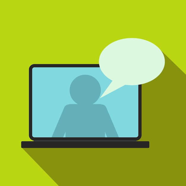 Online chat icon in flat style on a green background