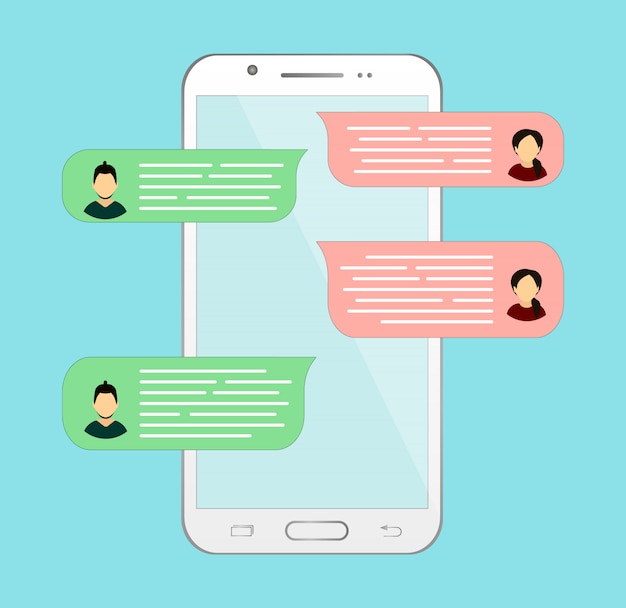 電話でのオンラインチャット。他の人との通信または対話。