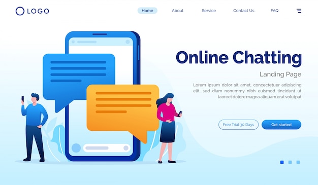 Vector online chatting landing page website illustration flat vector template