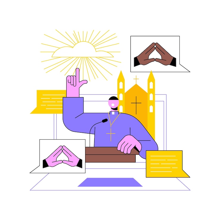 Vector online church abstract concept vector illustration