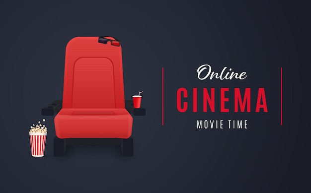 Online cinema poster or background movie poster vector illustration