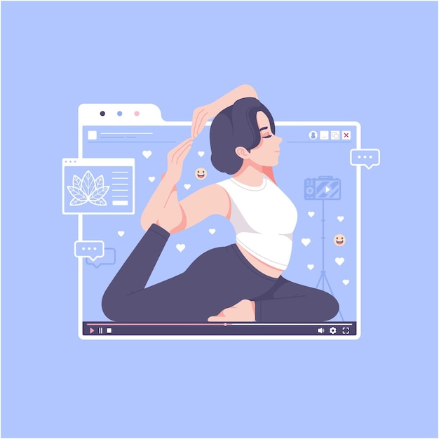 Illustrazione del concetto di yoga di classe online
