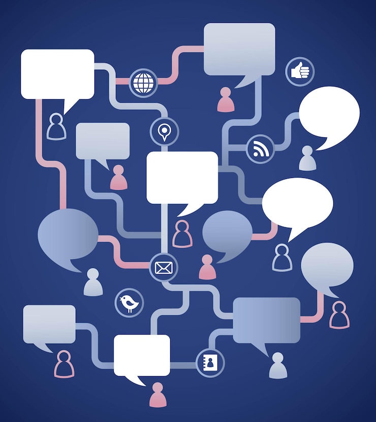 Vector online communicatie en sociale netwerken infographic