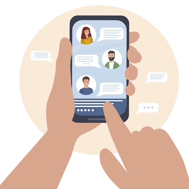 Online communication between a group of people using the mobile application messenge