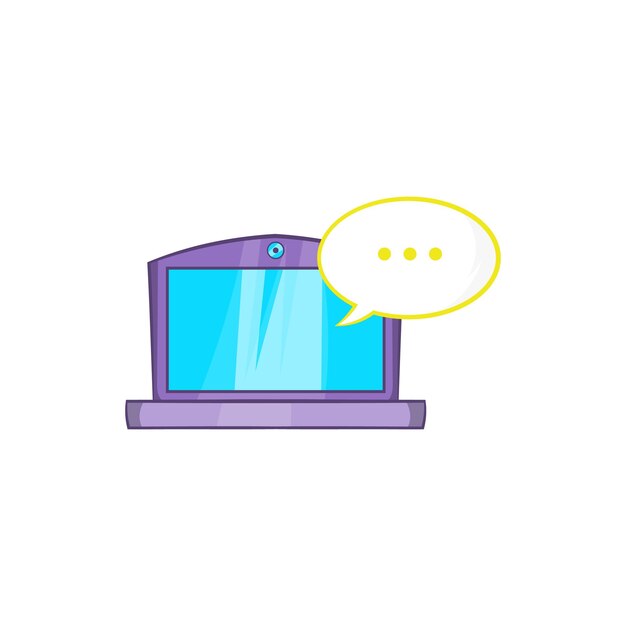 Online computer chat icon in cartoon style on a white background